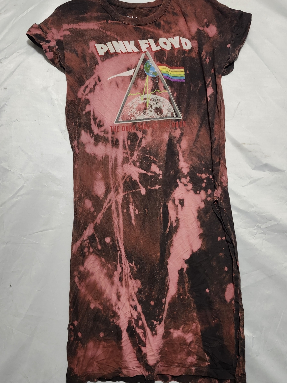 Pink Floyd Kids Tie-Dye Graphic Tee Dress - Pink & Black